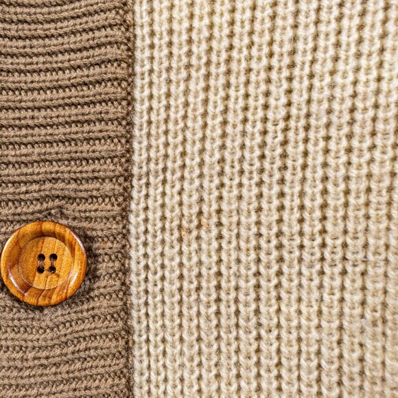 Bambergers Chunky Knit Sweater Cardigan Medium VTG 60s 70s Wood Buttons - Picture 8 of 9